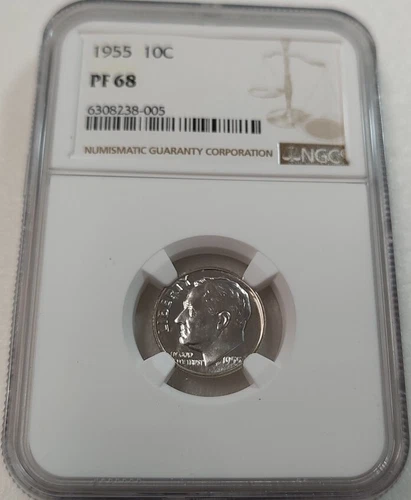 1955 PROOF 10C ROOSEVELT DIME NGC CERTIFIED PF68 #6308238-005