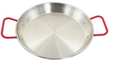 Stainless Steel Paella Pan with Red Handle