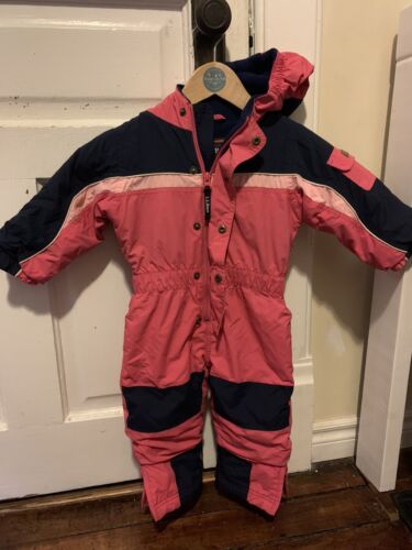 LL Bean Cold Buster Snowsuit Pink blue winter outdoor toddler girls 12-18 months - Picture 1 of 6