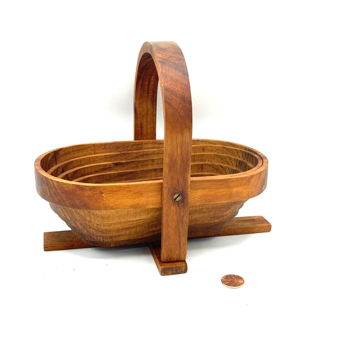 Cesta de madera plegable hecha a mano Mike Tyler Hawaii teca plegable - Imagen 3 de 7
