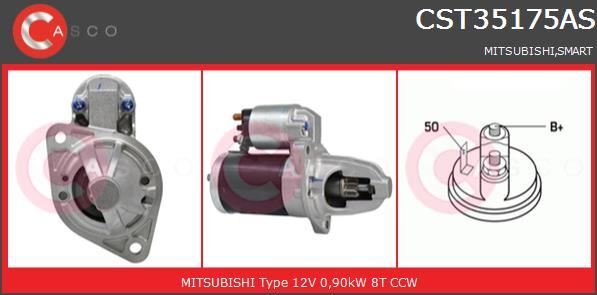 Démarreur Smart Forfour et Mitsubishi Colt VI pour moteurs essence 1.1 à 1.5