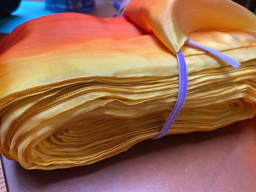 vintage 1940s rayon ribbon 3" acetate wire ombre 1yd mango orange made in France - Picture 7 of 7