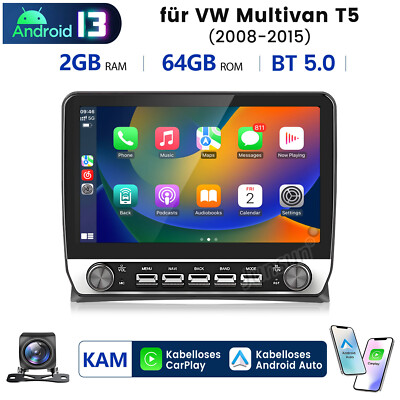 Carplay AutoRadio Für VW T5 Multivan 08-15 GPS Navi WIFI BT DAB+ SWC 4+64G +KAM