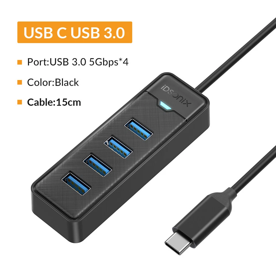 USB 3.0 Hub 4/7 Port USB Splitter Adapter Multiports Verteiler für PC Laptop