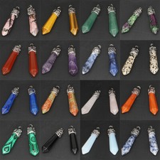 Hexagonal Pointed Natural Gems Reiki Chakra Healing Pendant Necklaces Beads 2