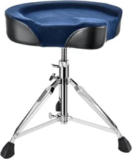 Donner Heavy Duty Drum Throne Motorcycle Style Drum Stool Velvet Surface Blue