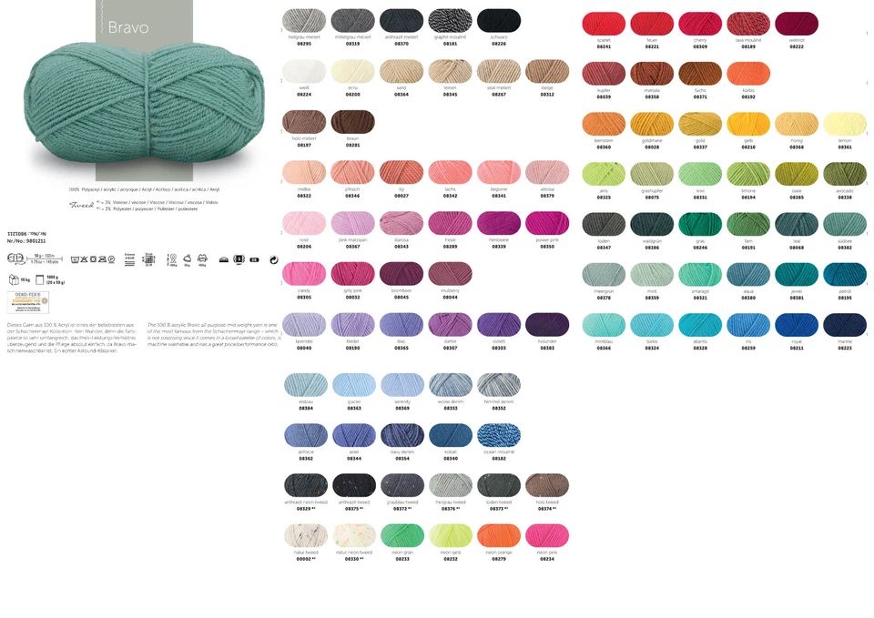 Schachenmayr Bravo 50g - Polyacryl - Stricken Häckeln Wolle Garn