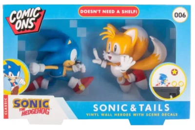 FIZZ CREATIONS COMIC ONS SONIC THE HEDGEHOG & TAILS VINYL FIGURE WALL DECALS NEW