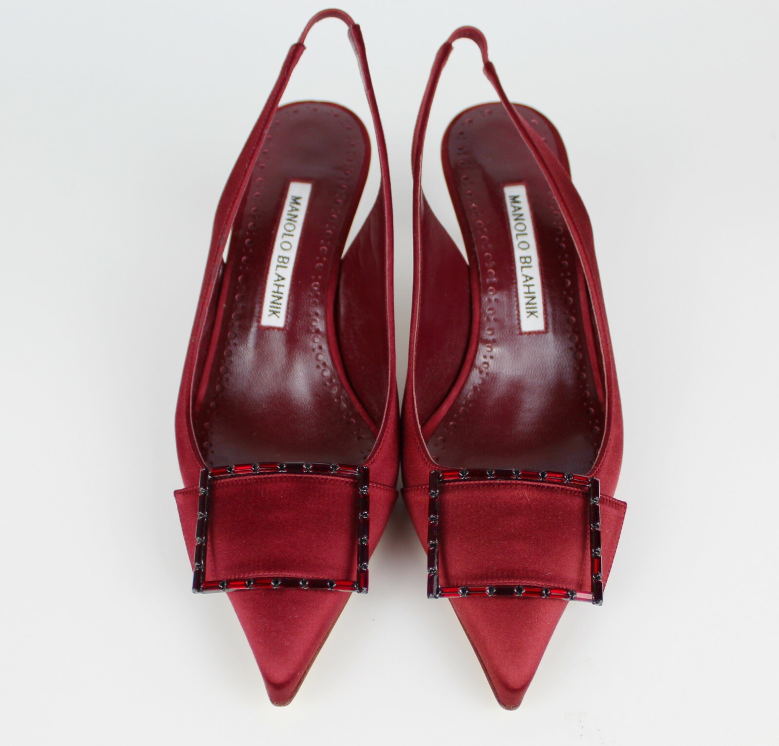 NEW MANOLO BLAHNIK DOLORES Satin Crystal Slingback Pumps, EUR 35, MSRP $925