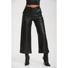 Black Classic Real Leather Lambskin Slim Fit Pants Joggers Skinny Women Formal