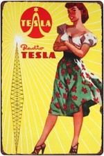 Metal sign - Radio TESLA (period advertisement)