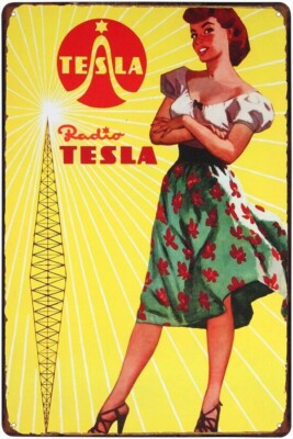 Metal sign - Radio TESLA (period advertisement)