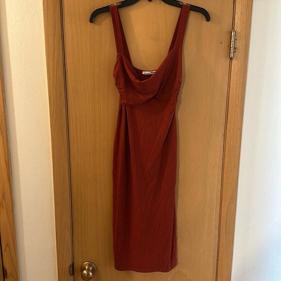 open lace back dress Reformation // Brown Ribbed Button Up Dress  VSP Consignment