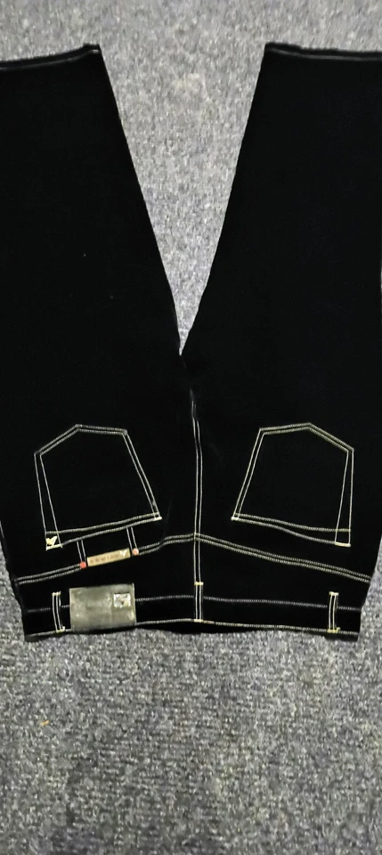 Pantalones De Colección Avirex Terciopelo Negro Grueso Blanco Cosido 38X32 Para Hombre Foto 4 de 4