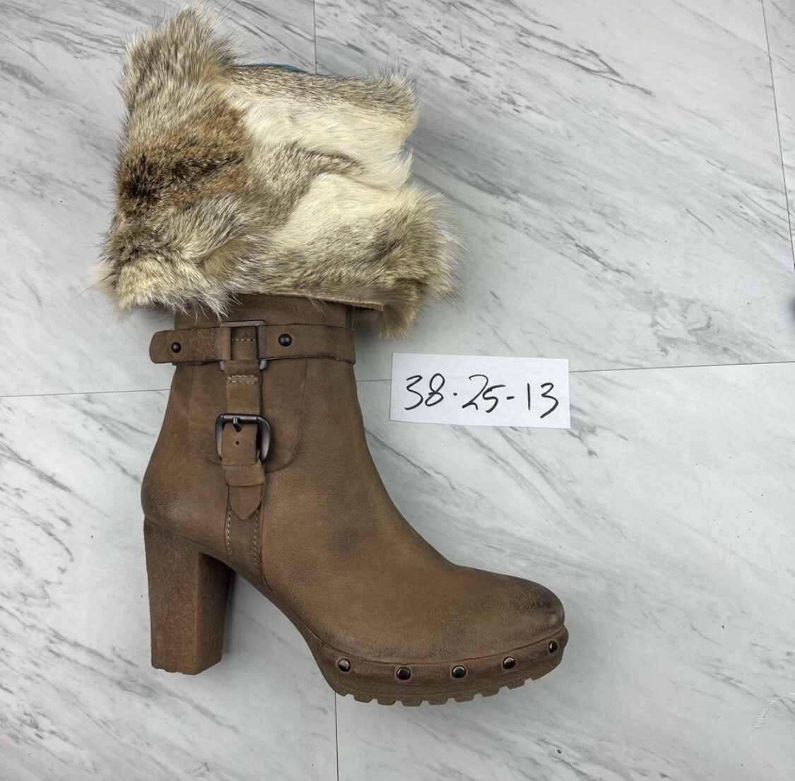 •vero agnello mana design fur brown leather boots womens size