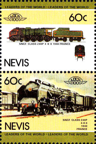 MNH Eisenbahn Lokomotive Dampflok Sncf Klasse 240 p 4 8 0 Frankreich 1940 / 77 - Bild 1 von 1