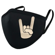Wear Your Mask Rock N Roll Hand Printed Black Cloth Mask