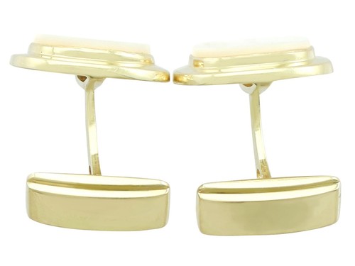 Vintage Mother of Pearl 14k Yellow Gold Cufflinks - Circa 1960 - Picture 5 of 7