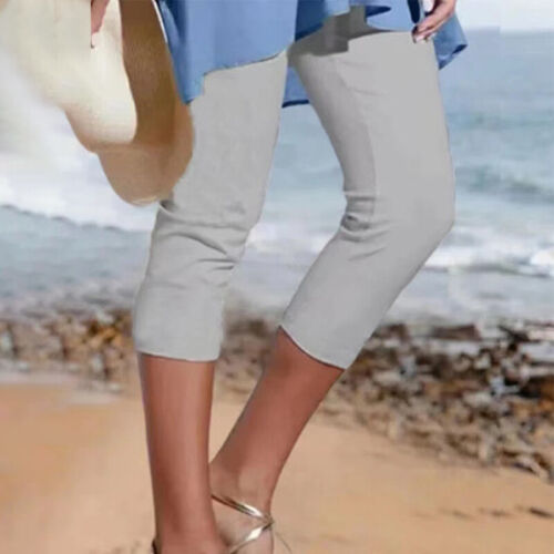 Damen Capri Leggings hochtaillierte Yoga-Hose Damen täglich abnehmen schmales Bein - Bild 6 von 18