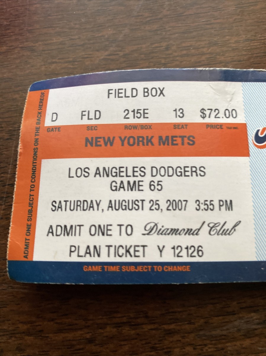 VINTAGE 2007 NEW YORK METS TICKET STUB