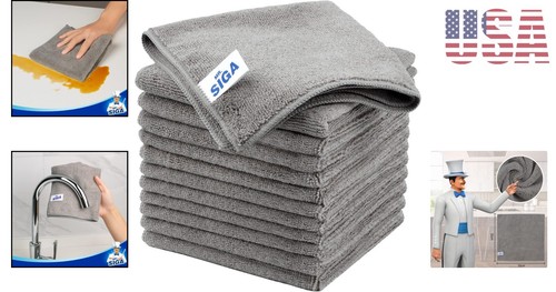 Versatile Microfiber Towels (12 Pack) - Extra Absorbent, 12.6" x 12.6" Size - Picture 2 of 9