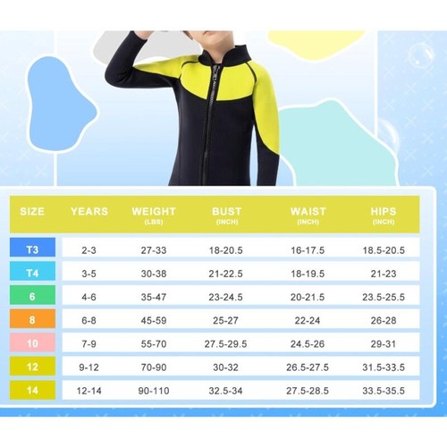 Kids 3mm Neoprene Wetsuit Jacket - Lemon Yellow & Black - Size 14 - Picture 12 of 12