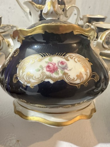 Vintage REICHENBACH Tea Set Echt Kobalt w/Gold & Flowers Made in GDR 21 Piece - Picture 13 of 16