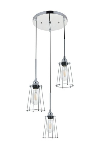 Chandelier Light Fixture Pendant Modern Chrome Farmhouse Caged Shade Dining Room - Picture 8 of 10