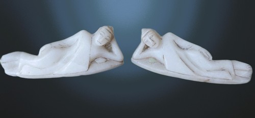 Antique Burmese Mandalay Buddhas in marble circa 1900 rare & beautiful pair - Picture 7 of 16