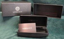 Versace Black Hard Leather Clamshell Eyeglasses / Sunglasses Case And Box