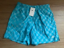 NWT Nike Club Flow Checkered Blue Shorts FN3098-447 Men's MSRP$60 Small