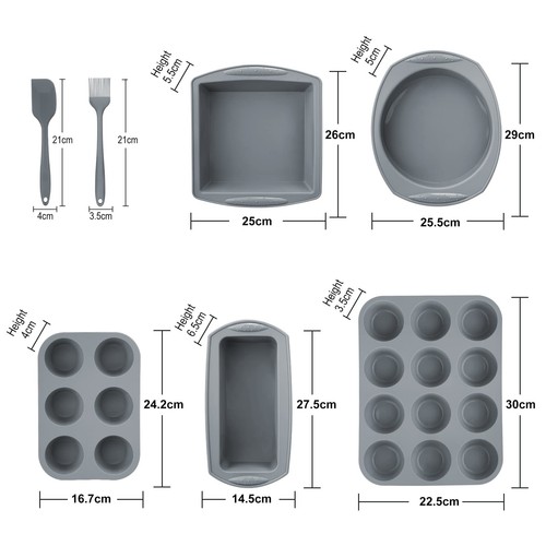 Economical 7in1 Nonstick Silicone Baking Cake Pan Cookie Sheet Molds Tray, He... - Picture 2 of 9