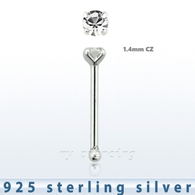 0.6mm 925 Silver Straight L Bendable Stud Nose Stud Bead Circle 7 Ball 22g