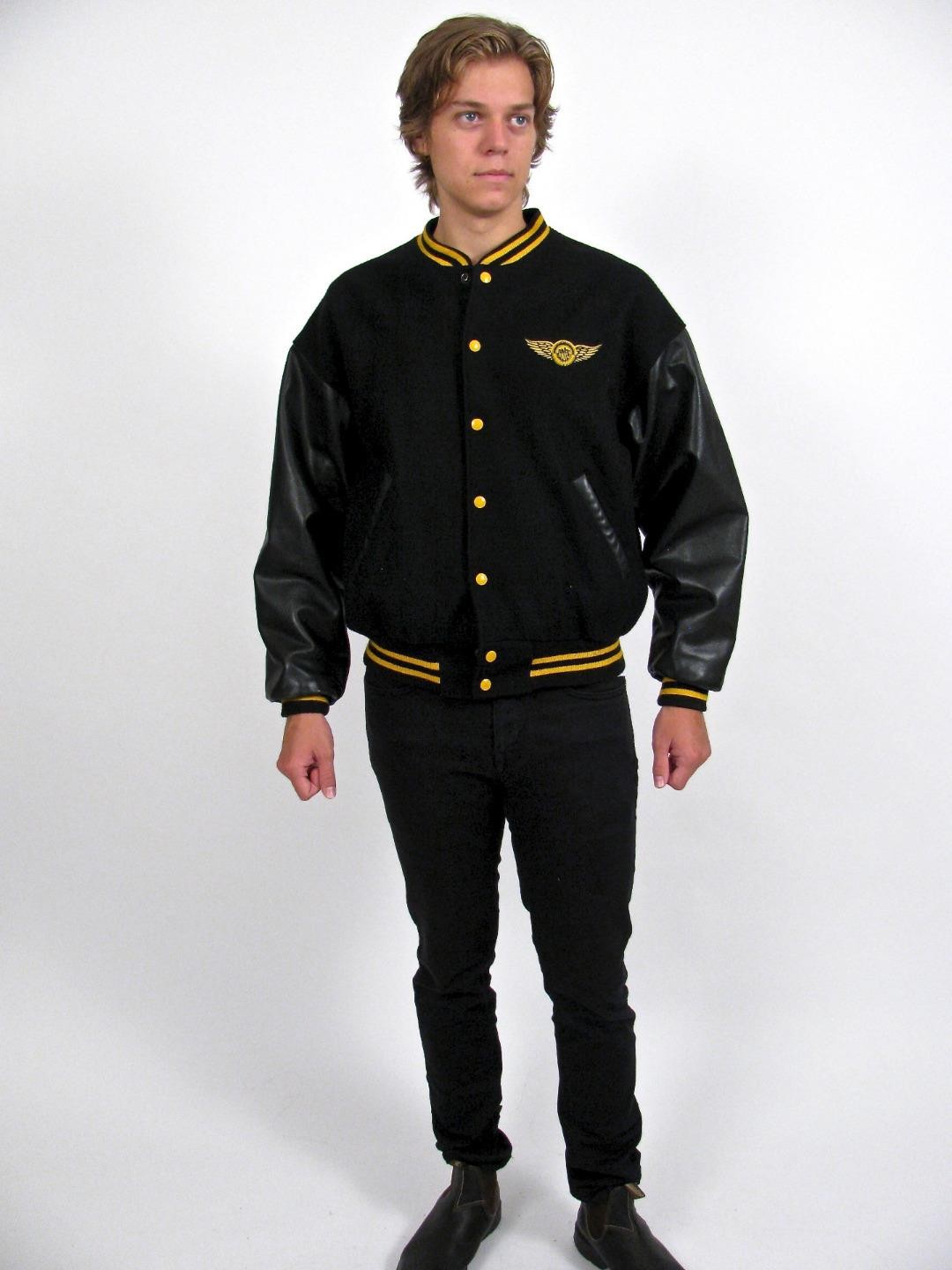 ROOTS CANADA JACKET OLYMPIC 92 RED WINGS BLACK VARSITY WOOL LEATHER COAT~S image 7