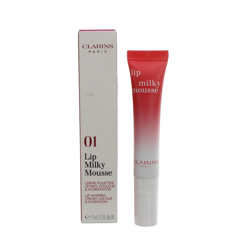 Clarins Red Lip Milky Mousse 01 Milky Strawberry Hydrating Satin Lipstick  - NEW