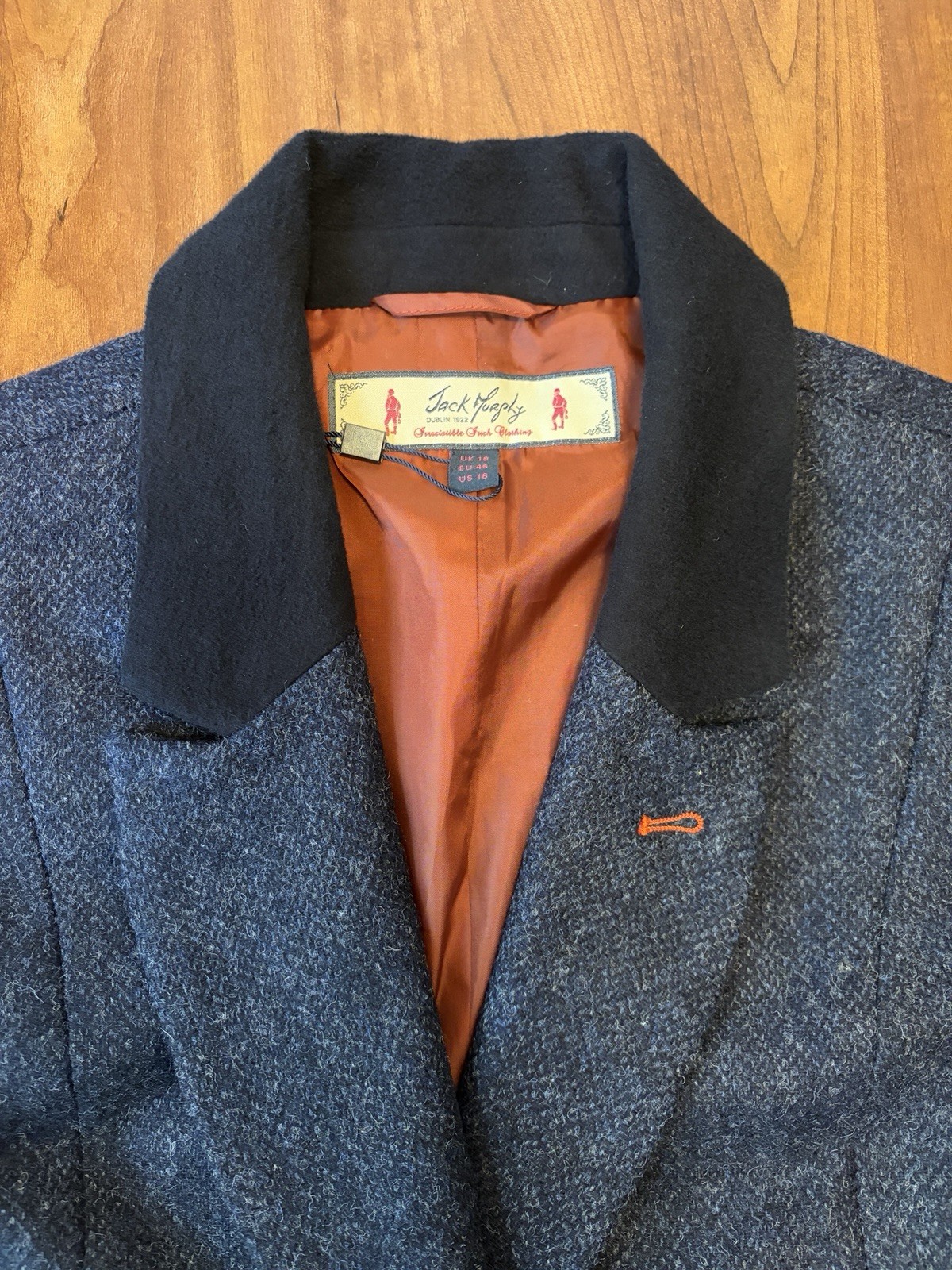 JACK MURPHY MOON Tweed Waistcoat US 16 Navy Vest Wool Gilet Hacking Country image 2