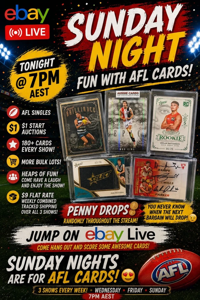 AFL CARD SINGLES - $1 START AUCTIONS
