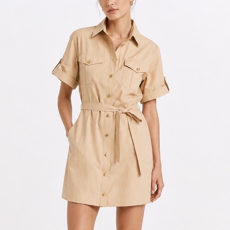 rag & bone Roxanne Dress Women's Small Khaki Safari Belted Utility Mini New
