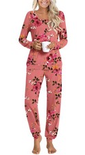 Womens Pajamas Sets, 2 Piece Lounge Pjs Set Long Sleeve Long Pant Ladies Slee...