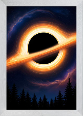 Schwarzes Loch über Wald Digital Kunst Gerahmtes Wandbild Poster Leinwanddruck Bild
