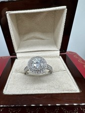 Vintage Halo Round Cut CZ Engagement 925 Sterling Silver Ring