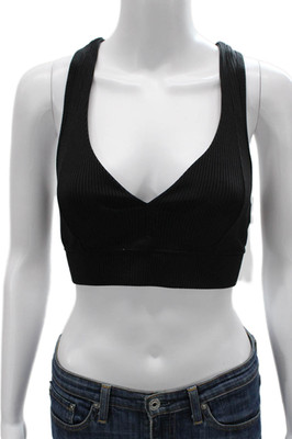 Year Of Ours Womens Ribbed Detail Sports Bra Black Size L