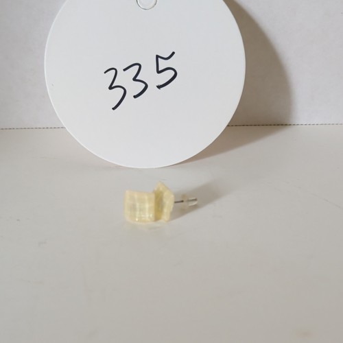 Cream Cube Stud Earrings Plastic Lobe Square Shape
