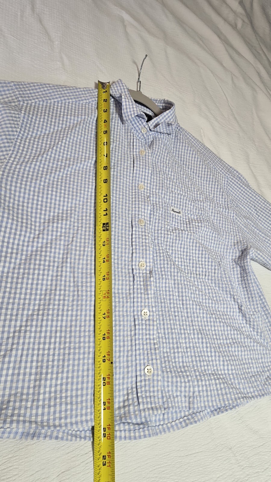 Faconnable  white blue checkered   button down sh… - image 4