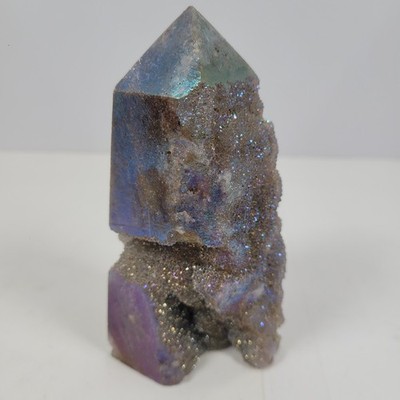 Polished Crystal with Rainbow Aura Obelisk 13.5 ounces