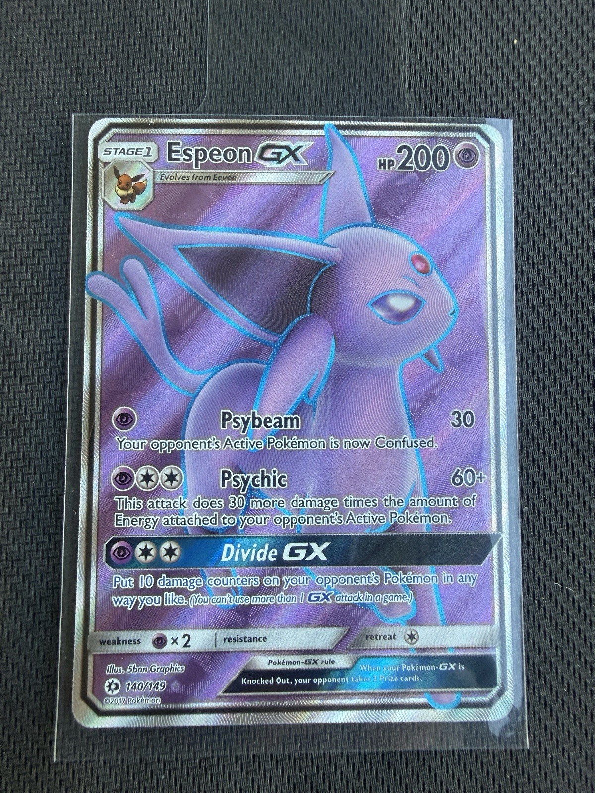 Pokemon Espeon GX 140/149 Sun & Moon Full Art Ultra Rare Holo Near Mint