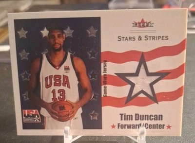 Tim Duncan 2003-04 Fleer USA Stars Stripes Game Jersey Red Spurs 181/100 HOF