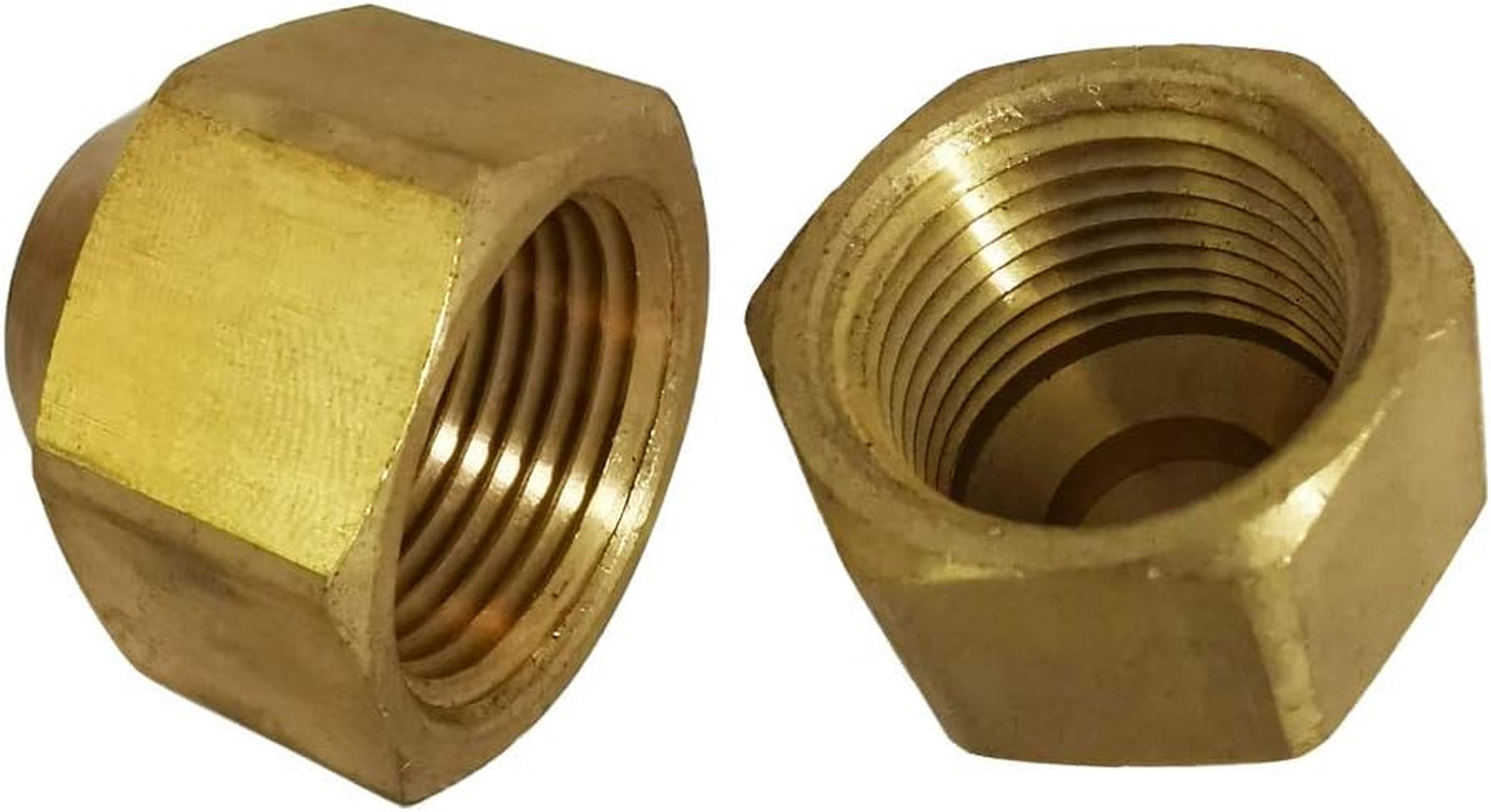 5/16" Flare Cap, Brass SAE 45 Degree Flare Tube Fitting, Pack of 2