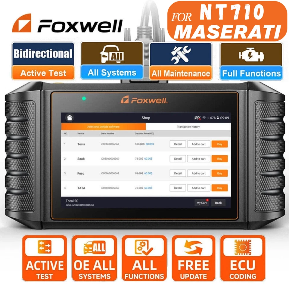FOXWELL NT710 for MASERATI Bidirectional OBD2 Scanner Car Diagnostic Tool ECU