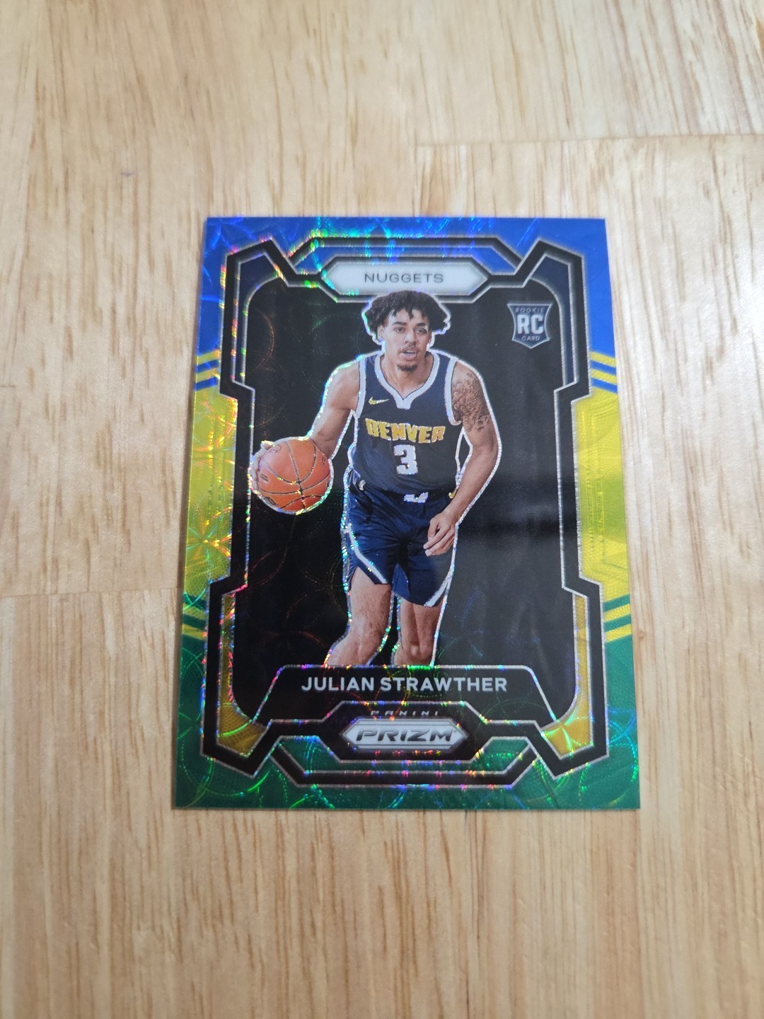 2023-24 Prizm JULIAN STRAWTHER Blue Yellow Green Choice #133 Rookie Nuggets